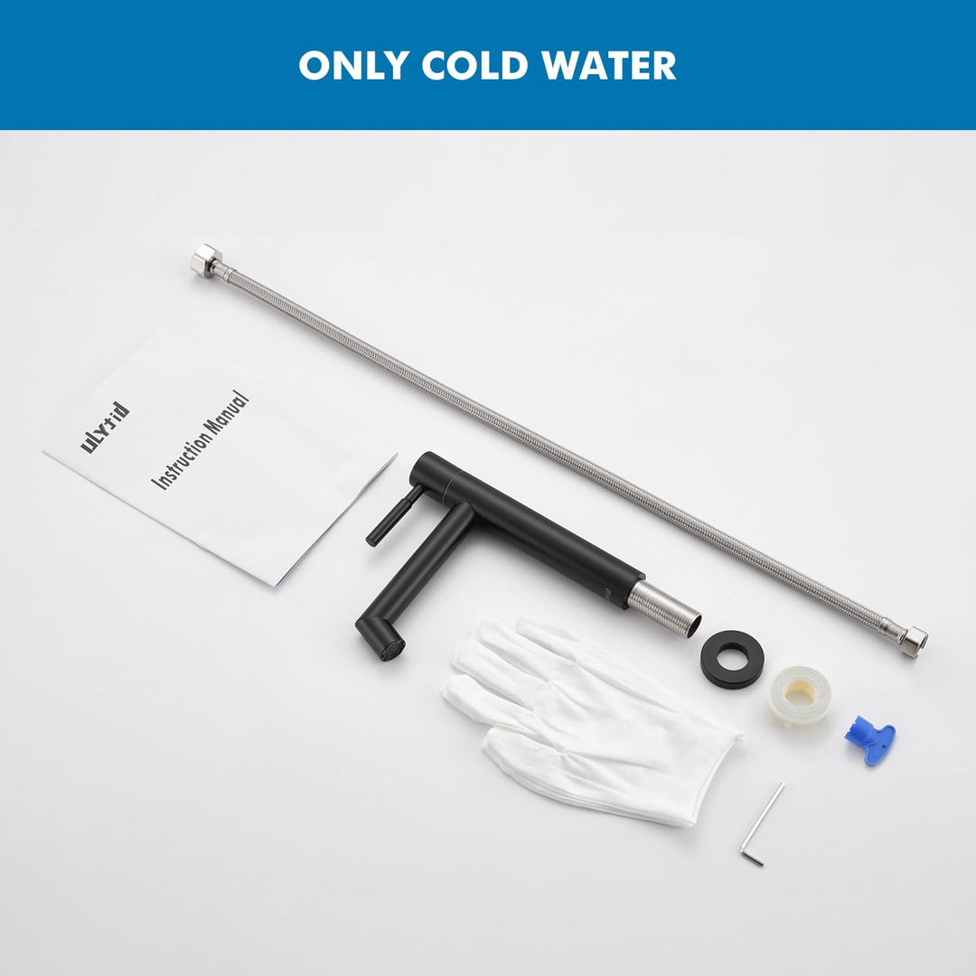 Ulytid Kaltwasserhahn Schwarz, Wasserhahn Bad Edelstahl Einhebel Waschtischarmatur mit Abnehmbarer S