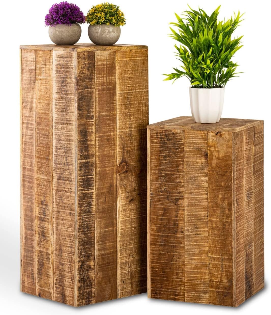casamia Blumensäule 27x27 H50 o. 73cm Blumen Hocker Holz Pflanzenständer Beistelltisch quadratisch M