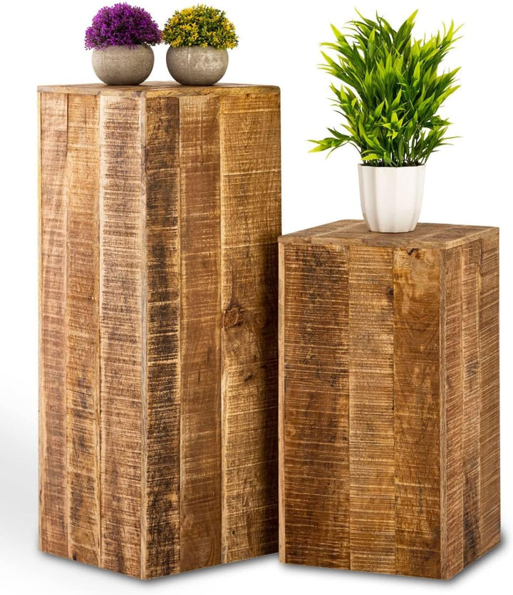 casamia Blumensäule 27x27 H50 o. 73cm Blumen Hocker Holz Pflanzenständer Beistelltisch quadratisch M