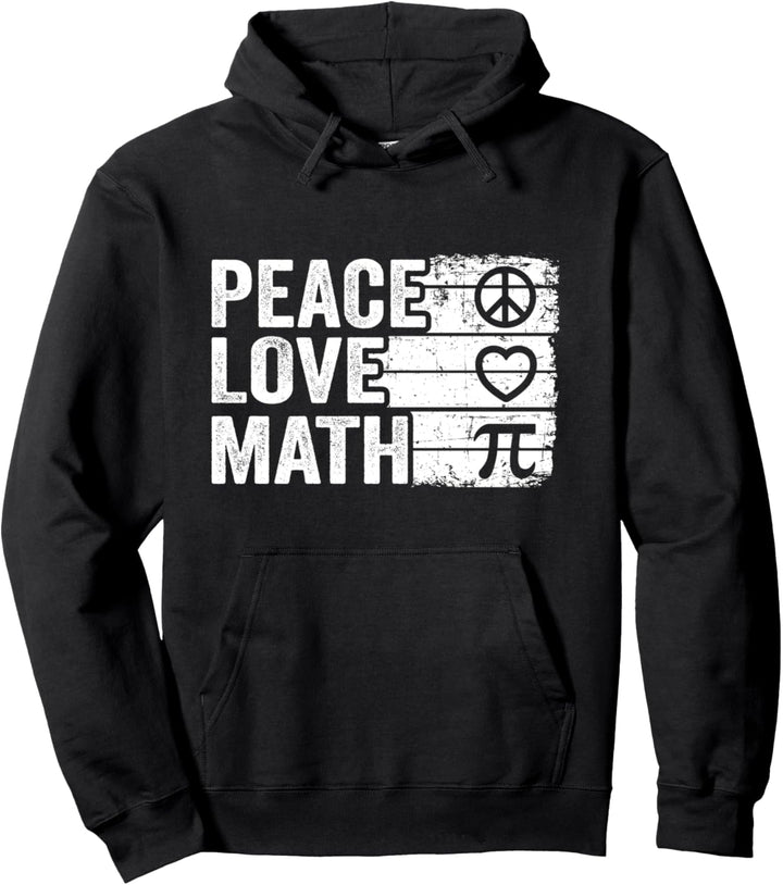 Peace Love Mathe Vintage Math Nerd Retro Funny Math Teacher Pullover Hoodie