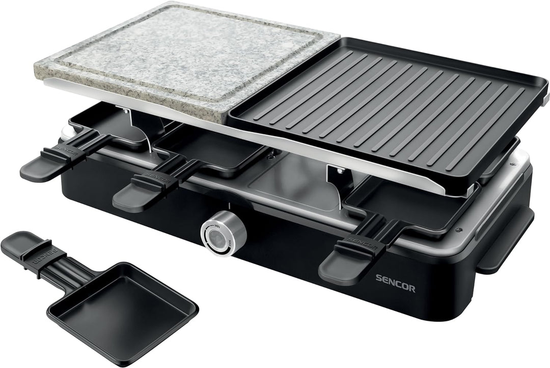 Sencor Raclette Multifunktionsgerät Leistungsstark, EasyClean, Professionell 1400W, Raclette 8 Perso