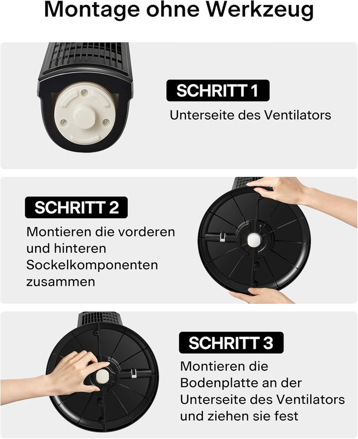 PELONIS 76 cm Oszillierender Turmventilator, 3 Geschwindigkeitsstufen, 8H Timer, Leiser & Platzspare
