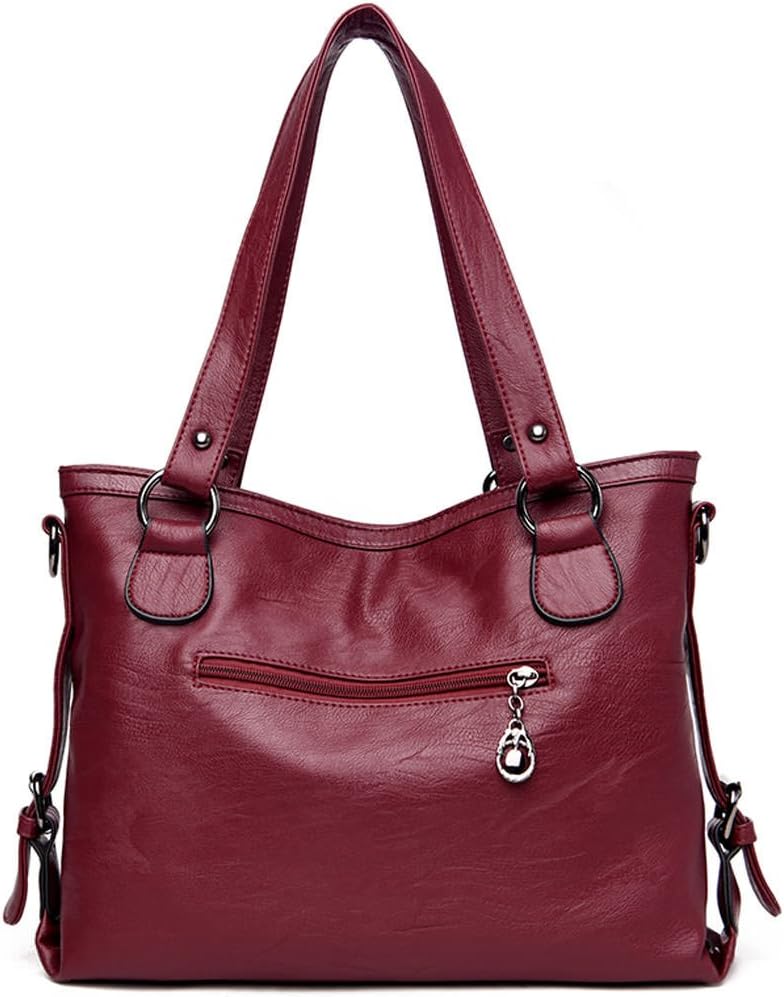 DEERWORD Damen Taschen Handtaschen Elegant Frau Schultertaschen Lack PU-Leder Henkeltaschen Weinrot,