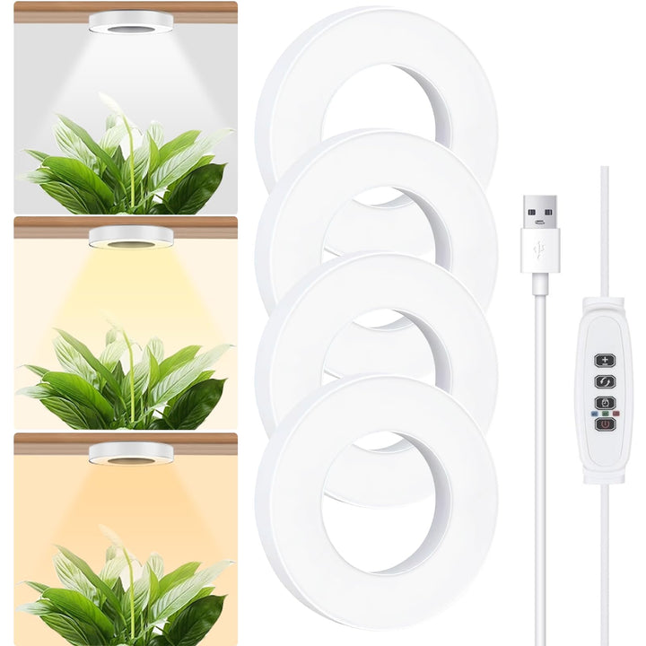 4 Stück Pflanzenlampe Led Vollspektrum, Pflanzenlicht mit Auto Timer 3 Farben 10 Helligkeiten, LED P