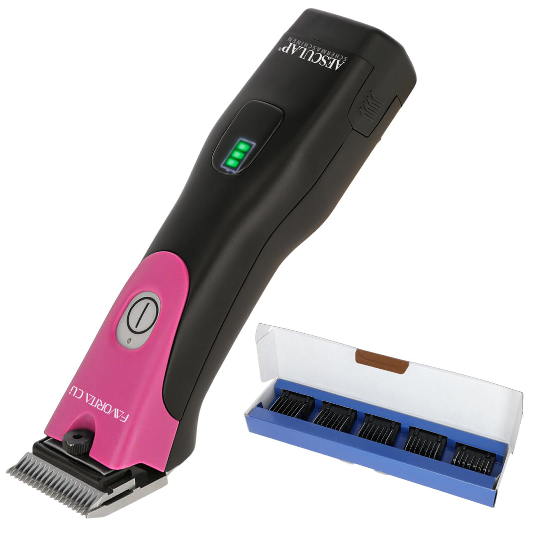 Agrarzone Edition Aesculap Favorita CLi Akku Schermaschine pink mit Aufsteckkamm Set | Ergonomische