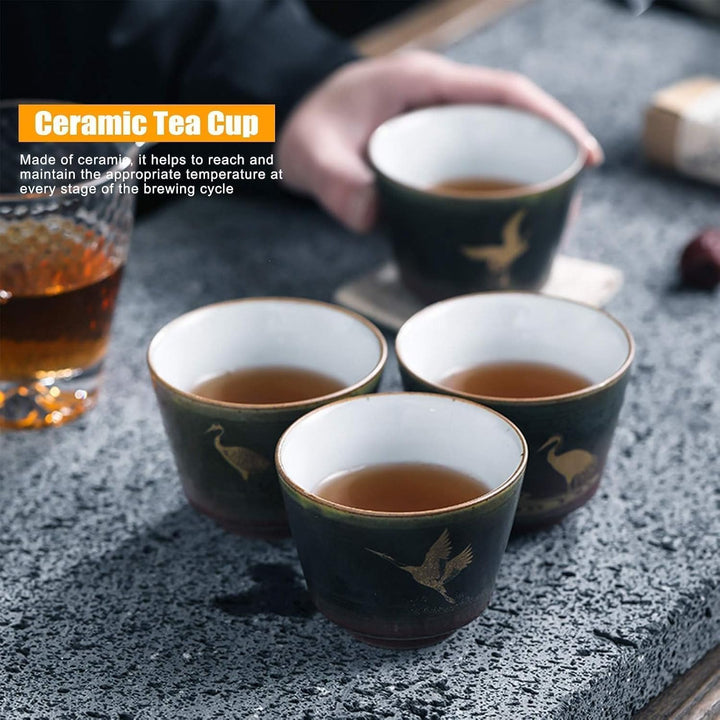 4 Stück Keramikbecher, Keramik-Teetassenset Retro-Tee-Becher in Der Chinesischen/Japanischen Kung-Fu