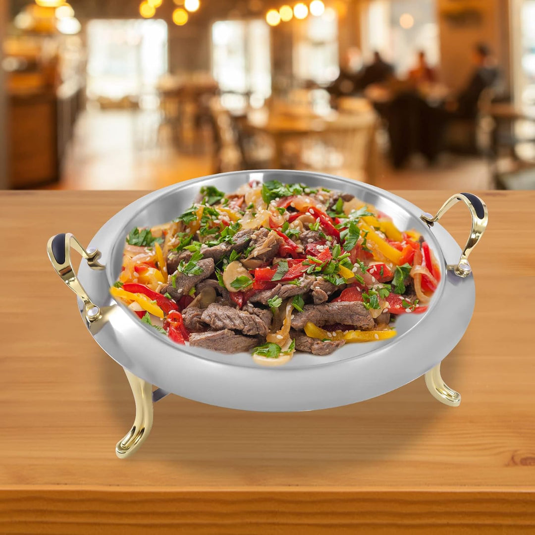 Chafing Dish Rund Speisewärmer mit Deckel, Edelstahl Wärmebehälter Warmhaltebehälter für Buffets, Fa