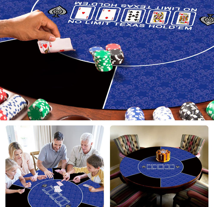 LaiEr Runde Poker Matte, 24/31/47/55 Zoll 6-8 Person Texas Poker Gummimatte, Faltbare Tischplatte, t