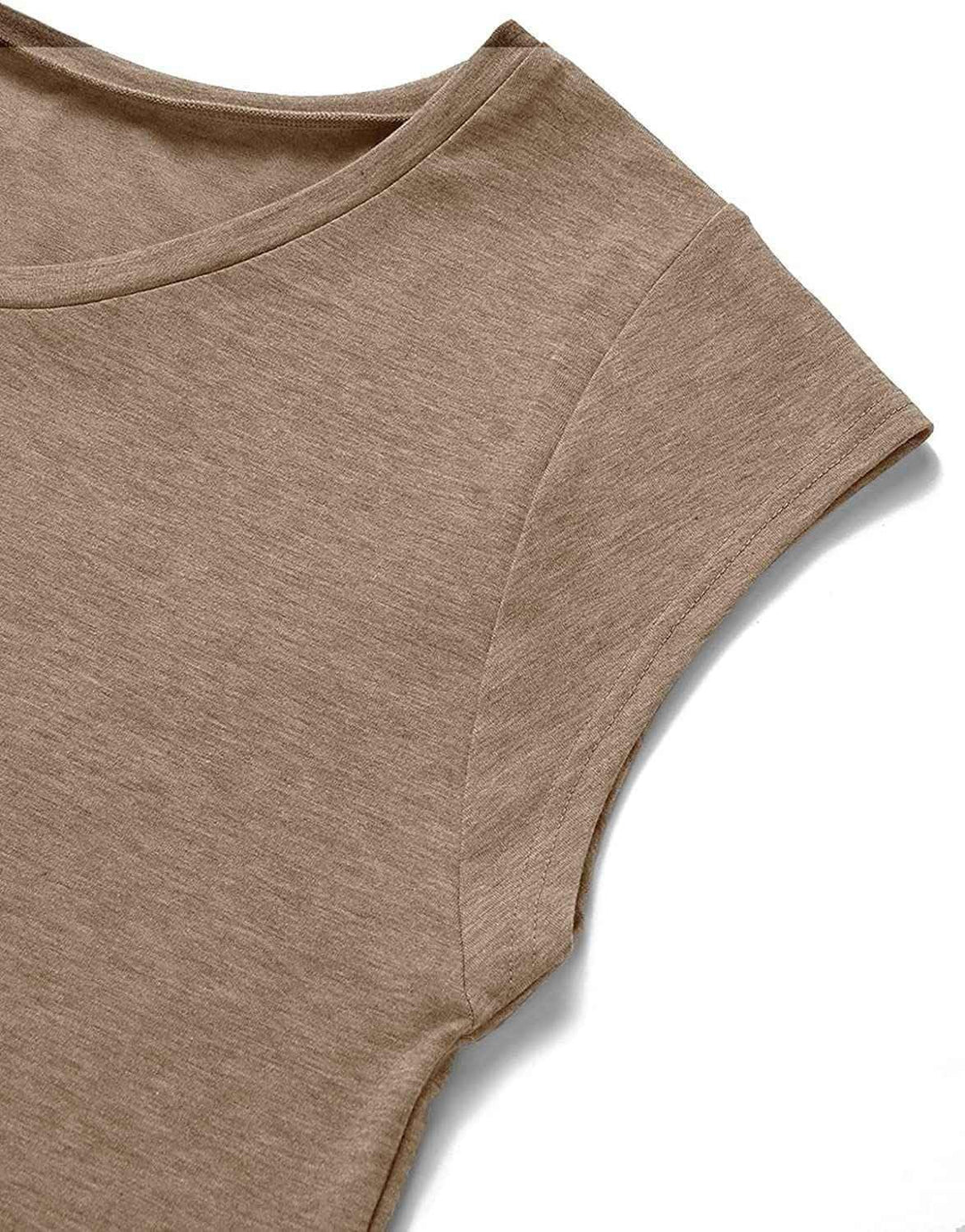 Teesho Tshirt Damen Oberteile Elegant Langarm/Kurzarm Crop Tops Casual Longshirt Cap hülse Tunika So