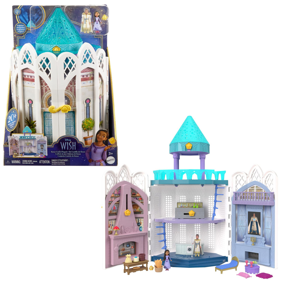 Disneys Wish Rosas Schloss Spielset, Puppenhaus mit 2 beweglichen Minipuppen, Sternenfigur und 20 Zu