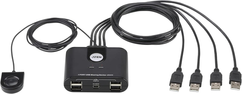 ATEN US424-AT Peripheral Switch (4-Port, USB 2.0), Schwarz