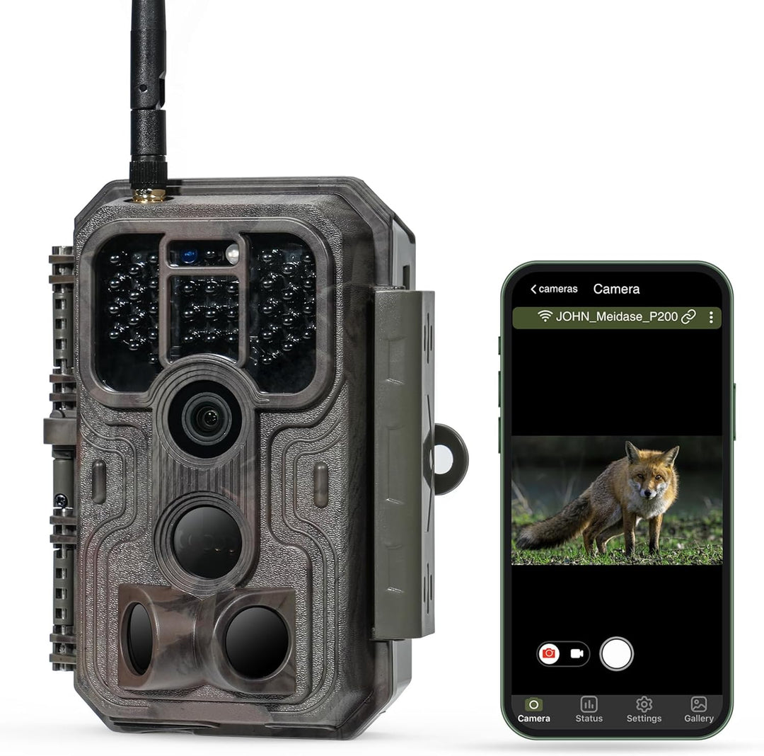 Meidase P200 Wildkamera WLAN mit App 48MP H.264 1296P, 27m Infrarot Nachtsicht Bewegungsmelder Wildt