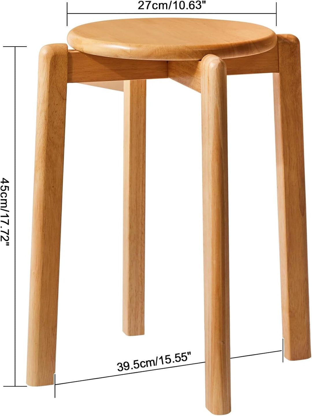 YMYNY Esszimmerstühle, Barstühle aus massivholz, 4er Set Barhocker, rund Sitzhocker, Arbeitshocker,