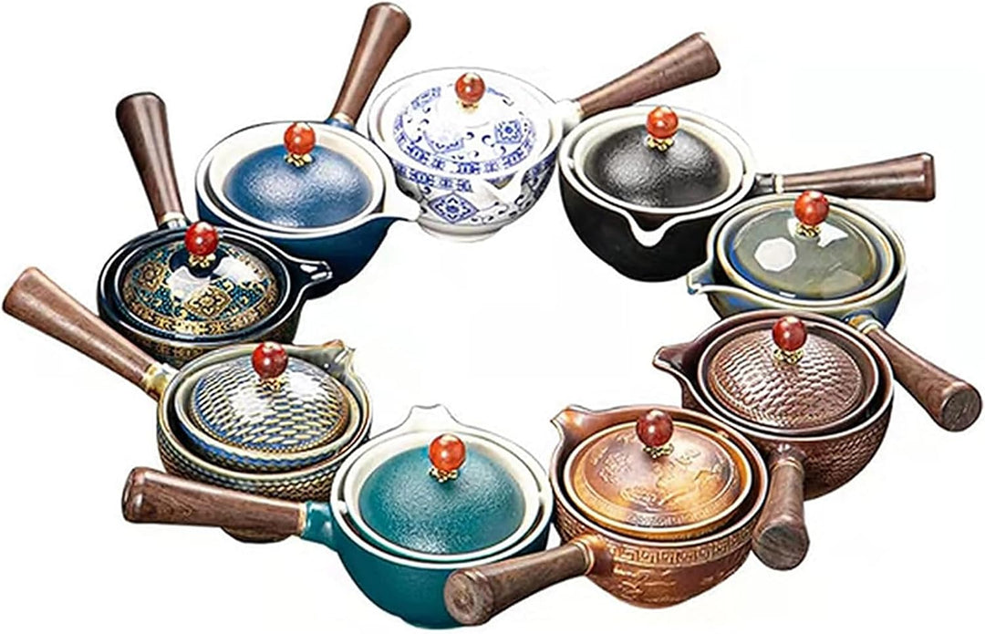 Keramik Portable Travel Tee Set, chinesischer Kungfu Tee Set mit 360-Rotation Teekanne und Infuser,