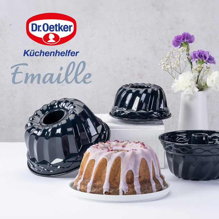 Dr. Oetker Guglhupf Backform Ø 18 cm Back-Liebe Emaille – Schnitt- & kratzfeste Gugelhupf Form mit E