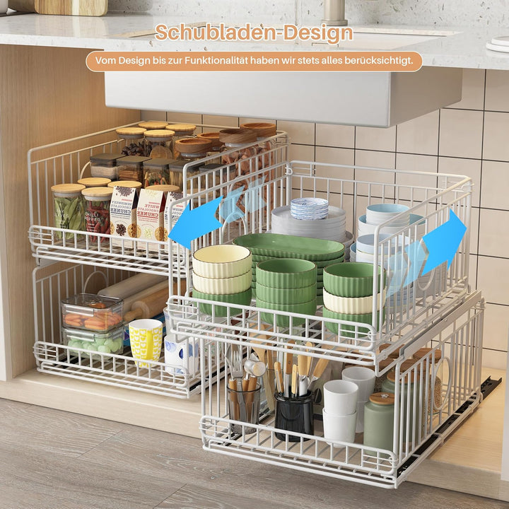 Ornestia 4 Stück Metall Schrank Organizer Kleiderschrank, Kein Bohren Ausziehbarer Schrank-Organizer