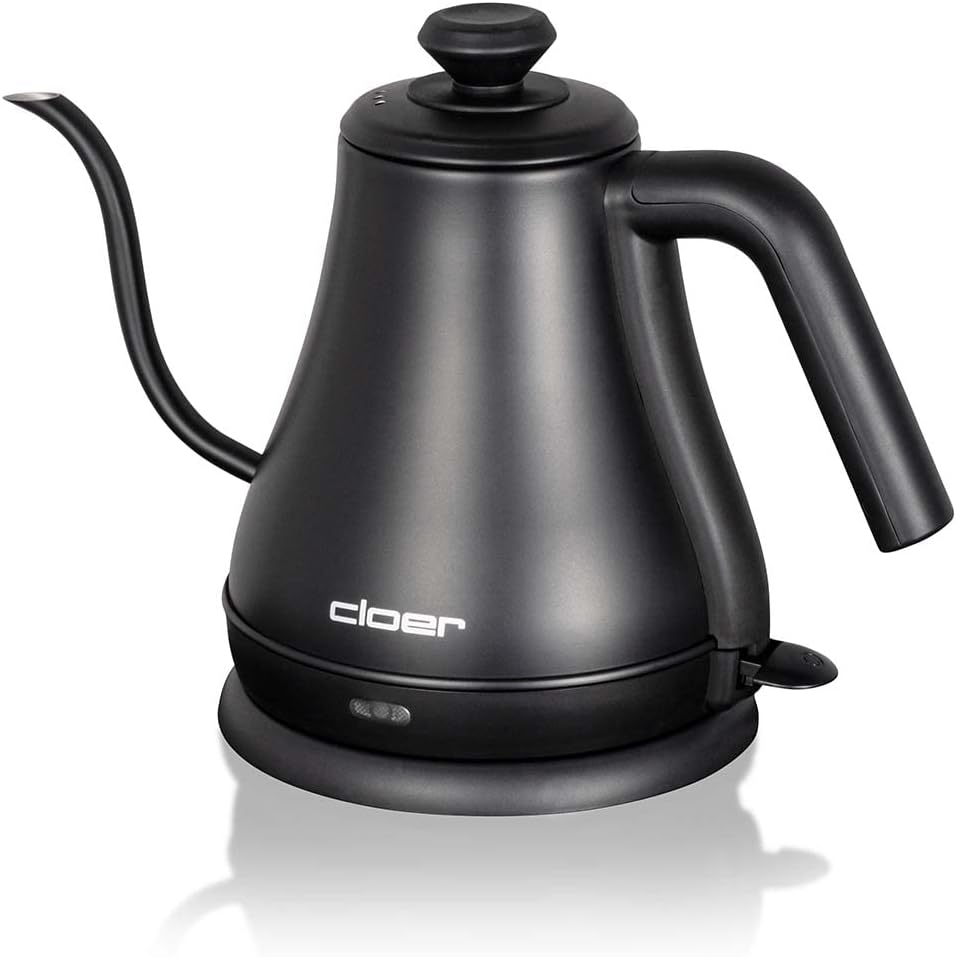 Cloer 4960 Wasserkocher Gooseneck mit geschwungenem Ausguss, abnehmbarer Deckel, 1000 W, Füllmengenm