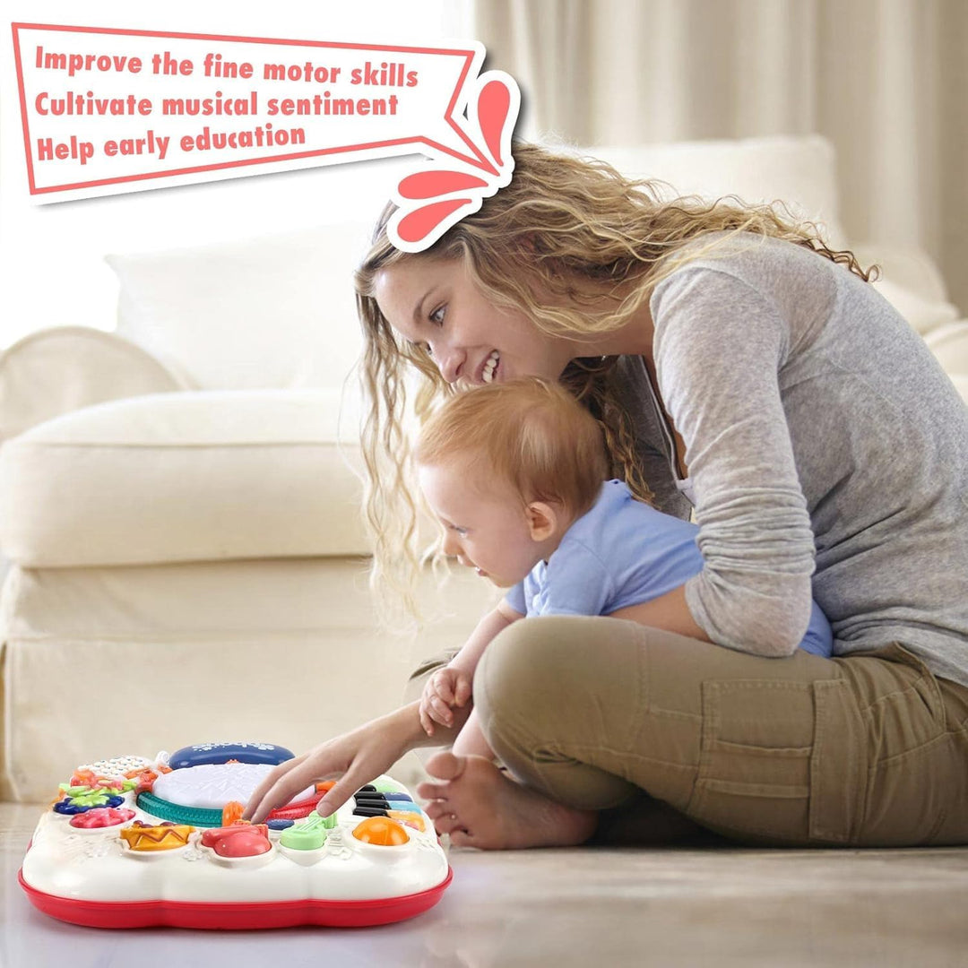 Aktivitäts-Tisch mit Licht & Musik für Babys 0-36 Monate, Lernspielzeug mit Geräuschen und LED-Effek