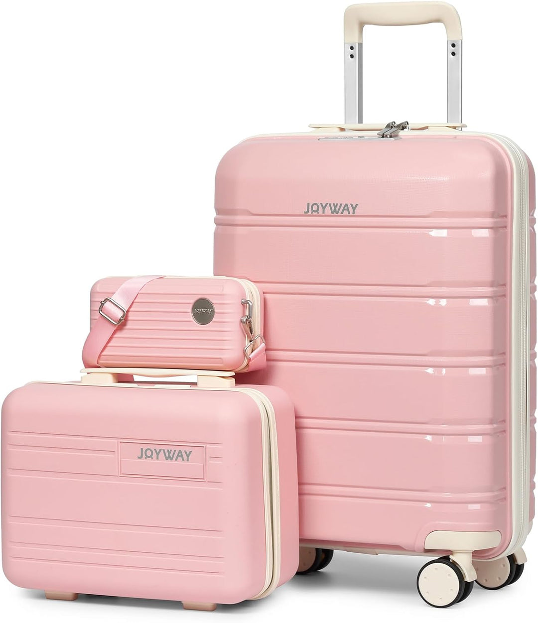 Joyway Kofferset 3 Teilig Hartschale mit 4 Rollen und TSA-Schloss Der Gepäcksets Enthält 1 Kosmetikk