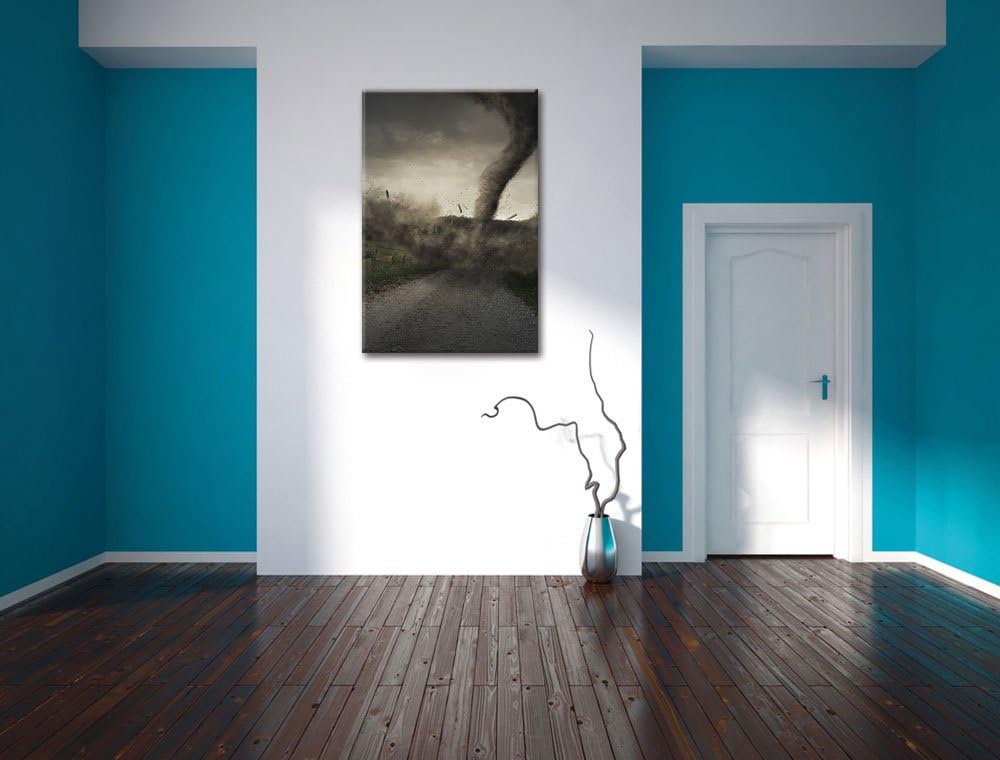 Pixxprint Tornado, Format: 100x70 auf Leinwand, XXL riesige Bilder fertig gerahmt mit Keilrahmen, Ku