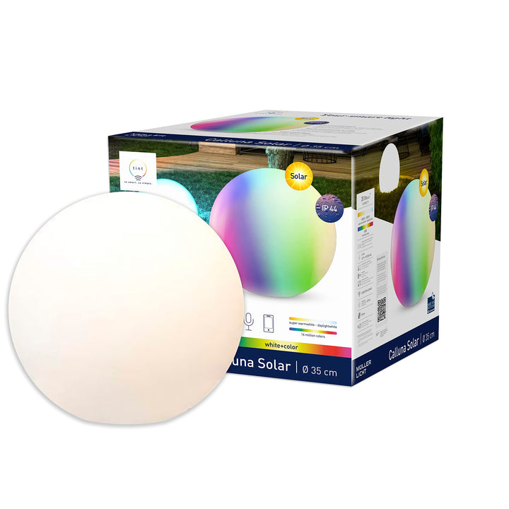 tint smarte Outdoor LED Kugel Calluna Solar, Solarleuchtkugel Ø 35 cm, weisses und farbiges Licht RG