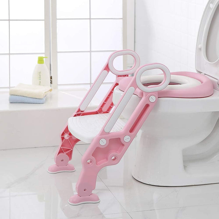 Toilettensitz mit Treppe für Kinder, verstellbar und faltbar, Toilettensitzverkleinerer für Babys, m