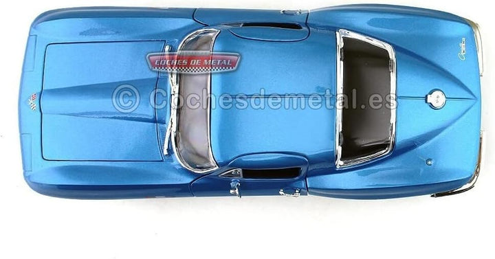 Maisto Chevrolet Corvette 1965, Modellauto mit Federung, Massstab 1:18, Türen und Motorhaube bewegli