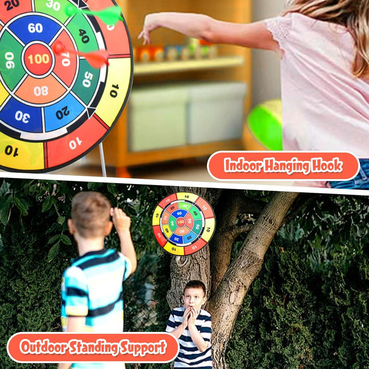 Dartscheibe für Kinder, 29"(73 cm) Doppelseitiges Dartscheiben Gartenspiel, Stehendes & Hängendes Wu
