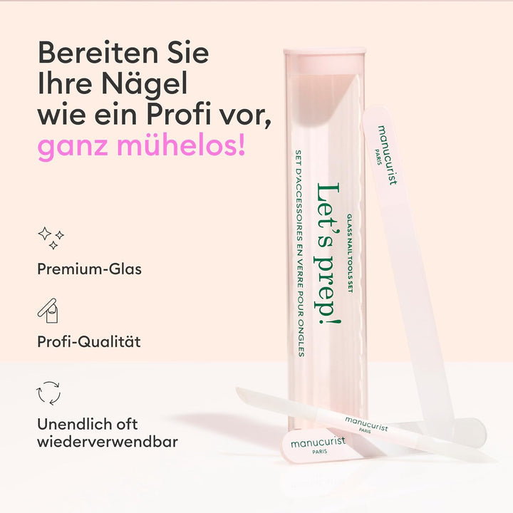 Manucurist Trio Nagelpflege-Set – Exklusive Röhrenbox mit Glasnagelfeile, Polierer und Nagelhautschi