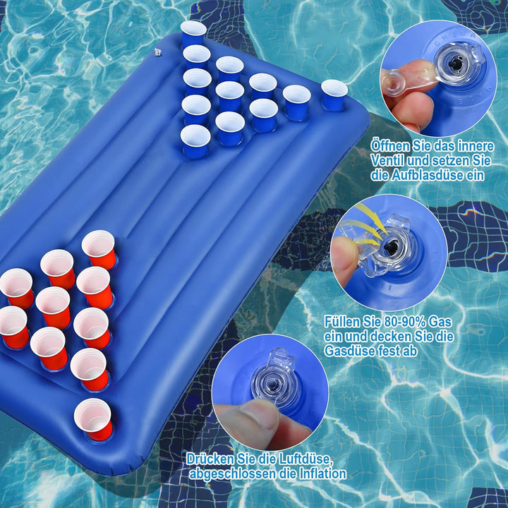 Faburo Beer Pong Luftmatratze 155x76x13cm Aufblasbares Beer Pong Matratze Trinkspiel Luftmatratze So