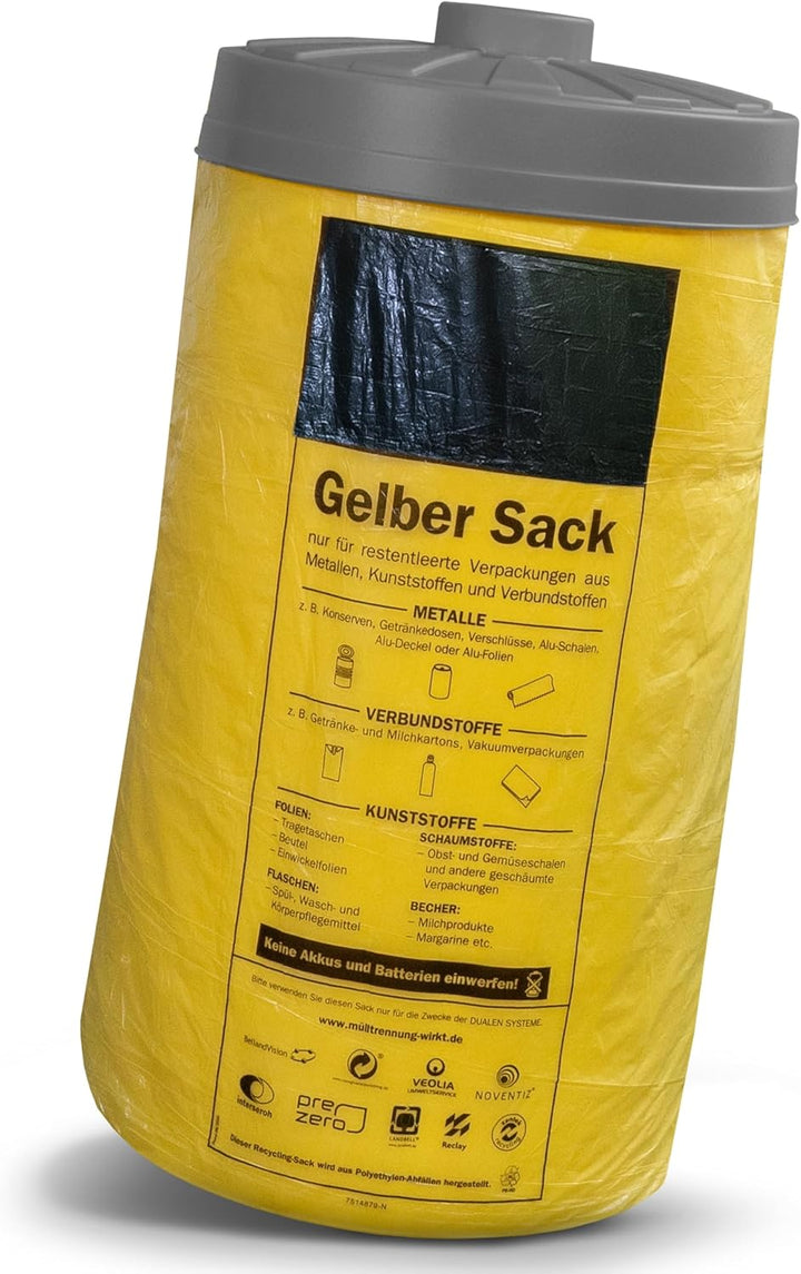 keine zerrissenen gelben Säcke - Sacktonne mit Deckel - Ständer - Einfüllhilfe für Müllsackständer