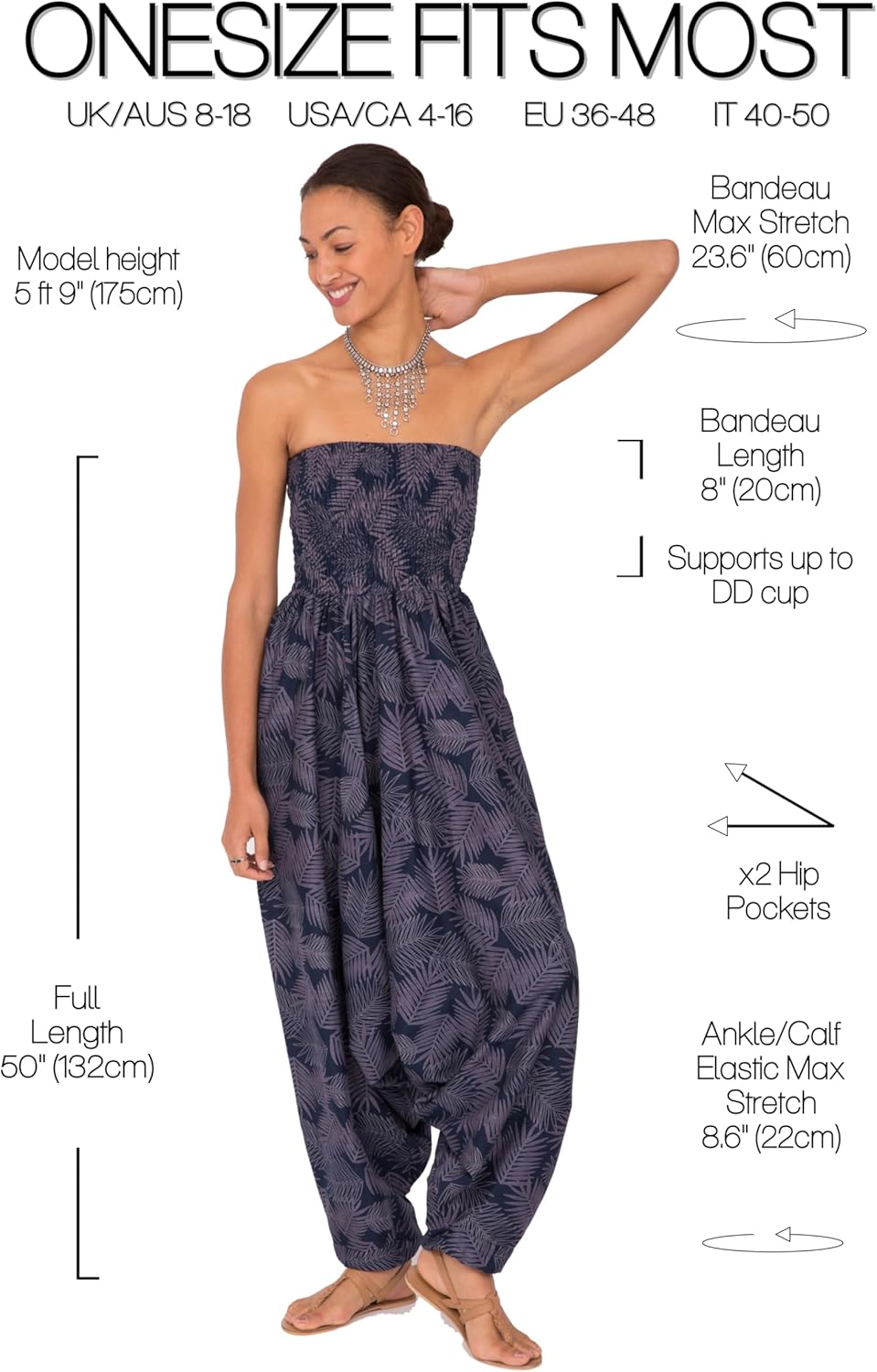 likemary Jumpsuit Damen Sommer – vielseitig tragbarer Einteiler aus Baumwolle – Haremshose mit flies