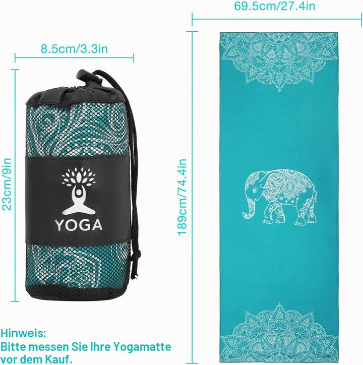 MoKo Yogamatten Handtuch, rutschfest Yoga Handtuch Auflage für Yogamatte Schweissabsorbierend Saugfä