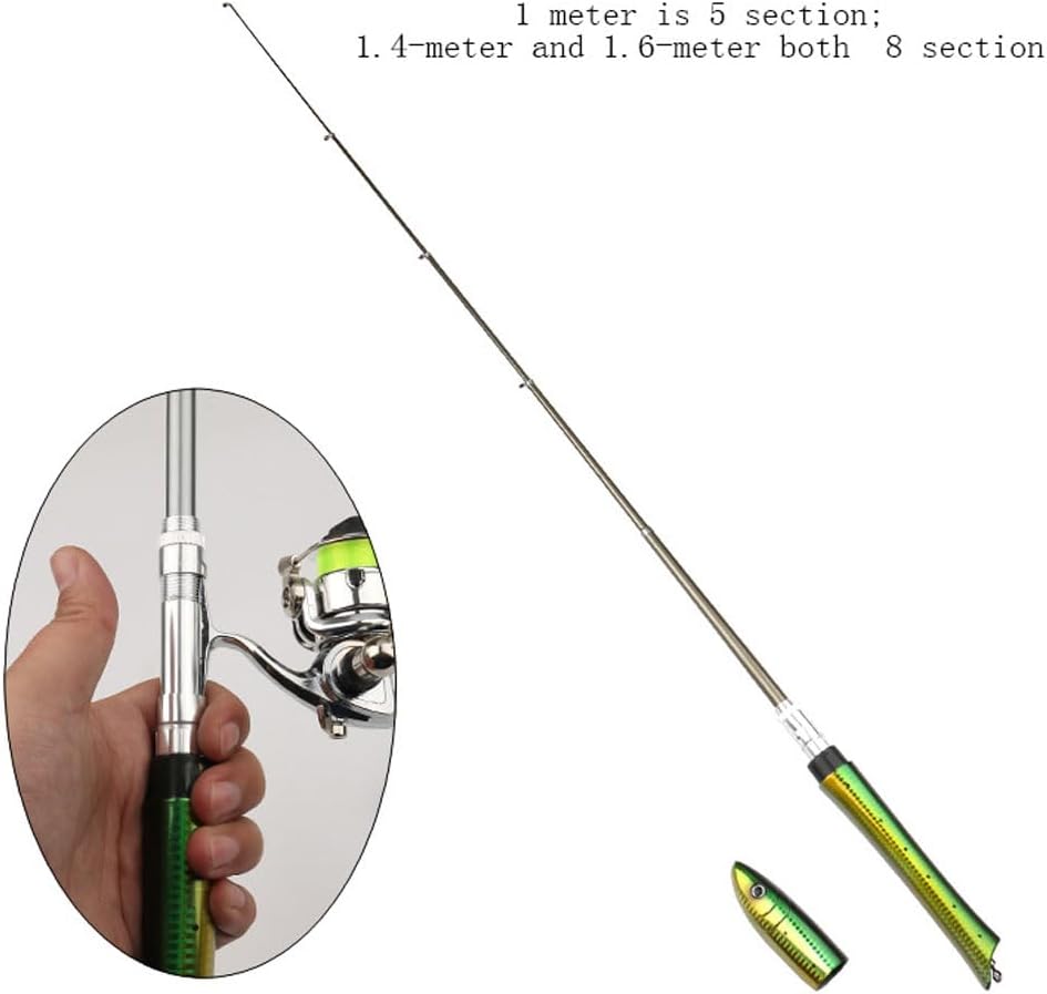 Stift-Angelruten-Set, 1,4 m/55 Stift-Angelruten- und Rollen-Kombi-Set, Mini-Taschen-Teleskoprute mit
