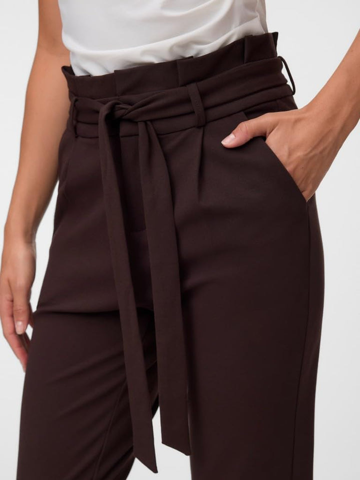VERO MODA Damen Stoffhose Vmeva Hw Loose Paperbag Pant Ga Noos S / 32L Chocolate Torte, S / 32L Choc