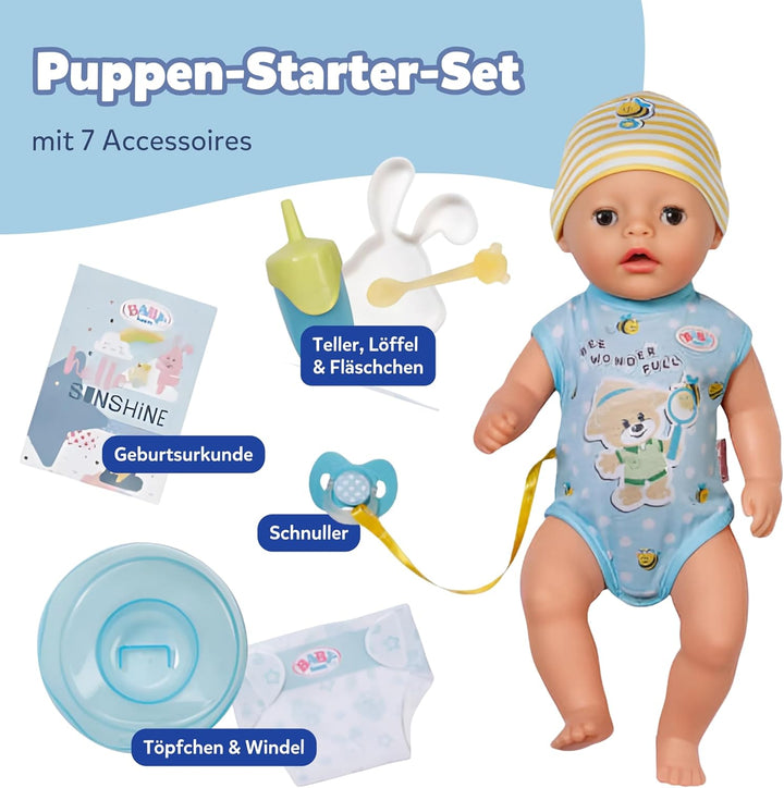 BABY born Lukas (Little Baby Boy) - 36 cm grosse Babypuppe - 7 Funktionen inkl. Accessoires & Stramp