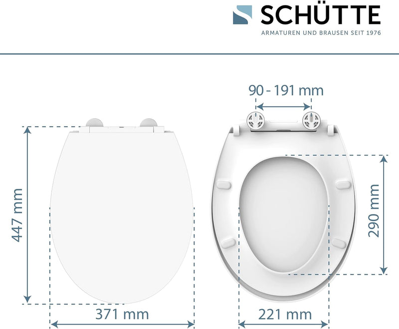 SCHÜTTE WC-Sitz mit Absenkautomatik und LED Nachtlicht | Leuchtender Klodeckel Schnellverschluss | W