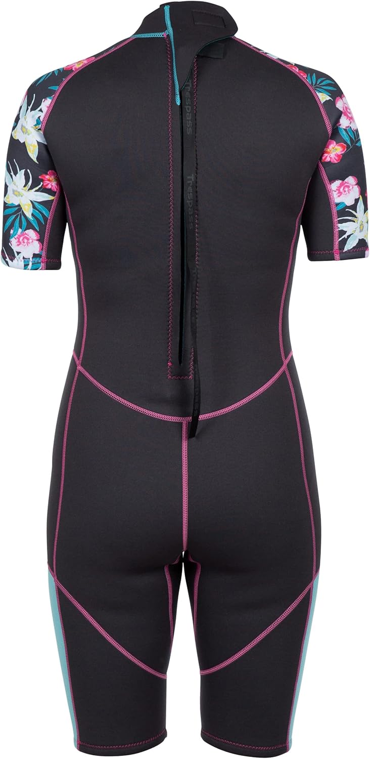 Trespass Damen-Neoprenanzug, kurz, 3 mm, Reissverschluss hinten, Sonar dunkelgrau 10 UK, dunkelgrau