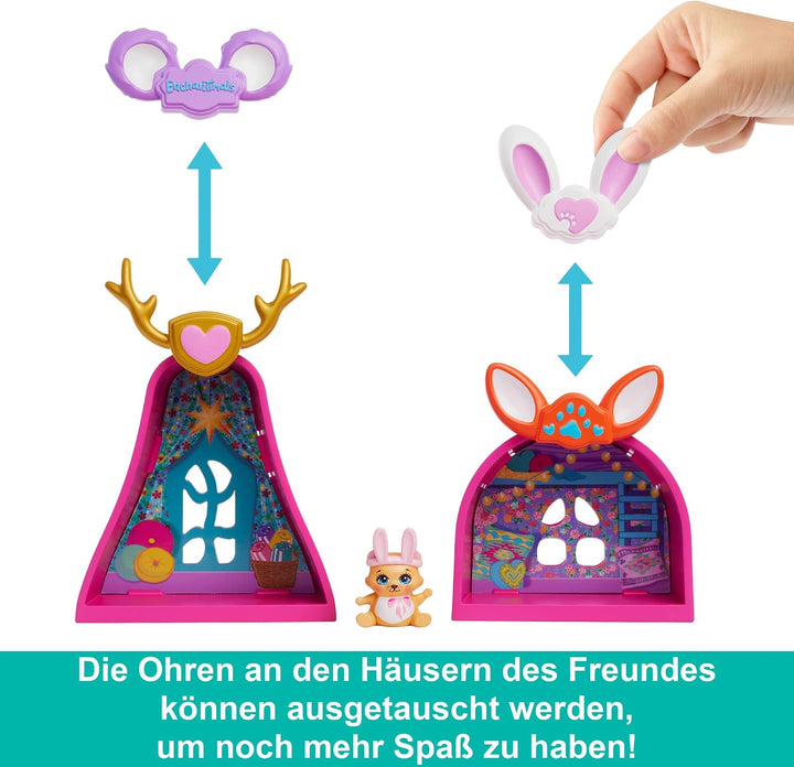 Enchantimals-Freundschaftsspielhaus, Puppenhaus mit Möbeln, 1 Puppe und Haustierfreund, Tierspielzeu