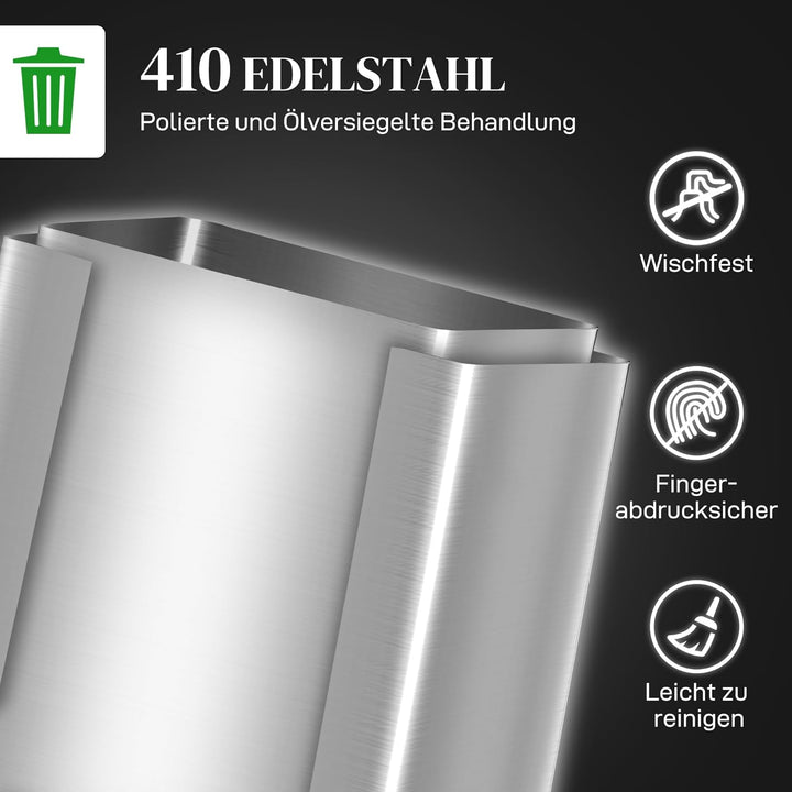 HOMCOM Mülleimer Küche 2x20 L Treteimer mit Softclose-Deckel Pedal Fingerabdruckfreie Edelstahl Müll