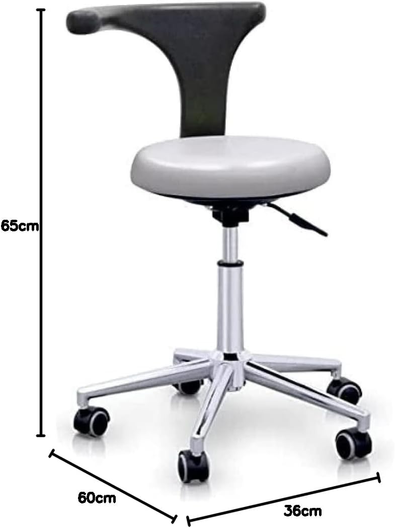 Quirumed Professioneller ergonomischer Hocker mit Rückenlehne, silberfarben, Gestell aus Edelstahl,