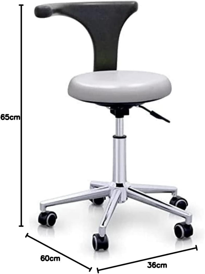 Quirumed Professioneller ergonomischer Hocker mit Rückenlehne, silberfarben, Gestell aus Edelstahl,