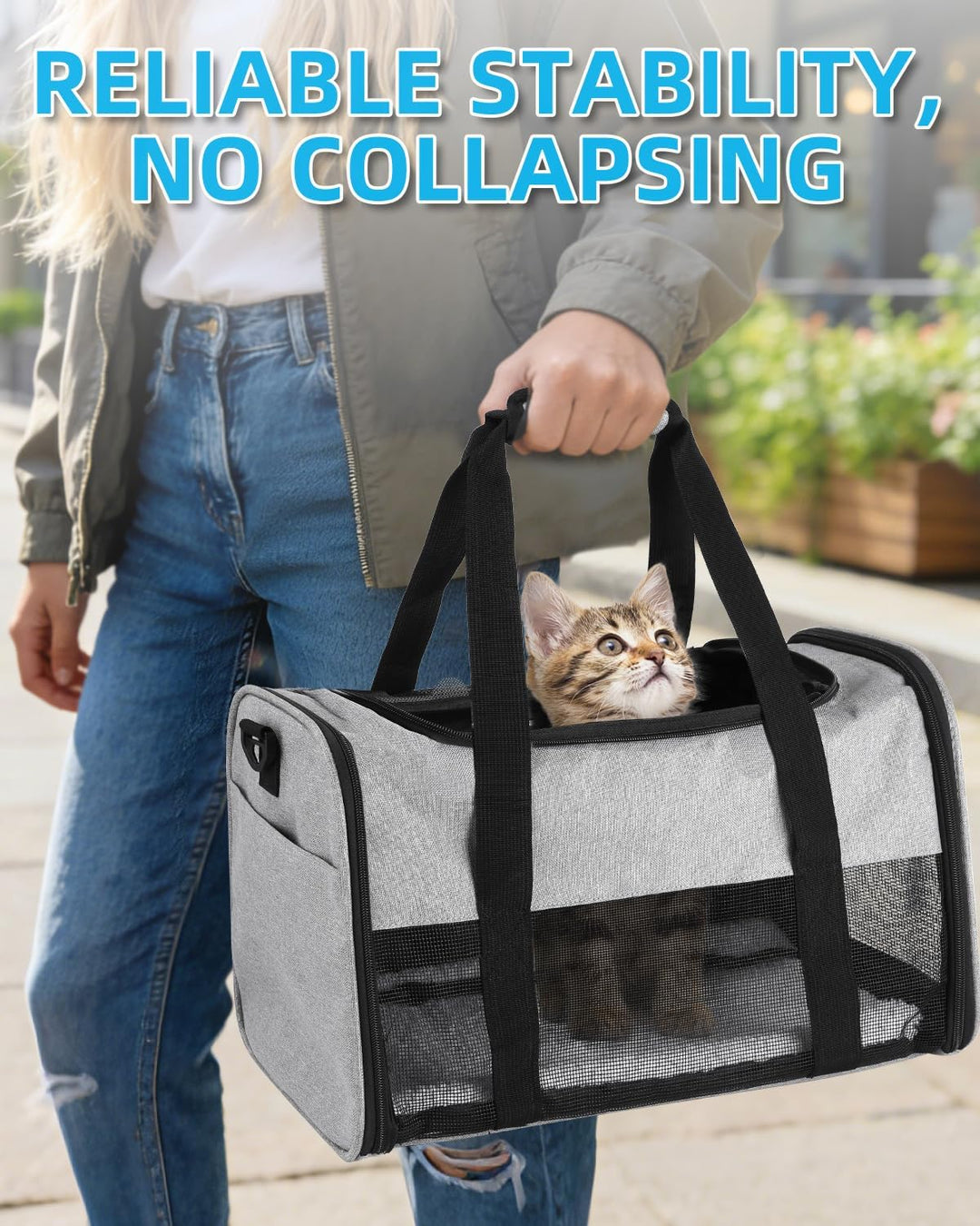 Katzentasche Transporttasche, Katzentragetasche Leicht, Belüftete Katzentransportbox für Reisen,Auto