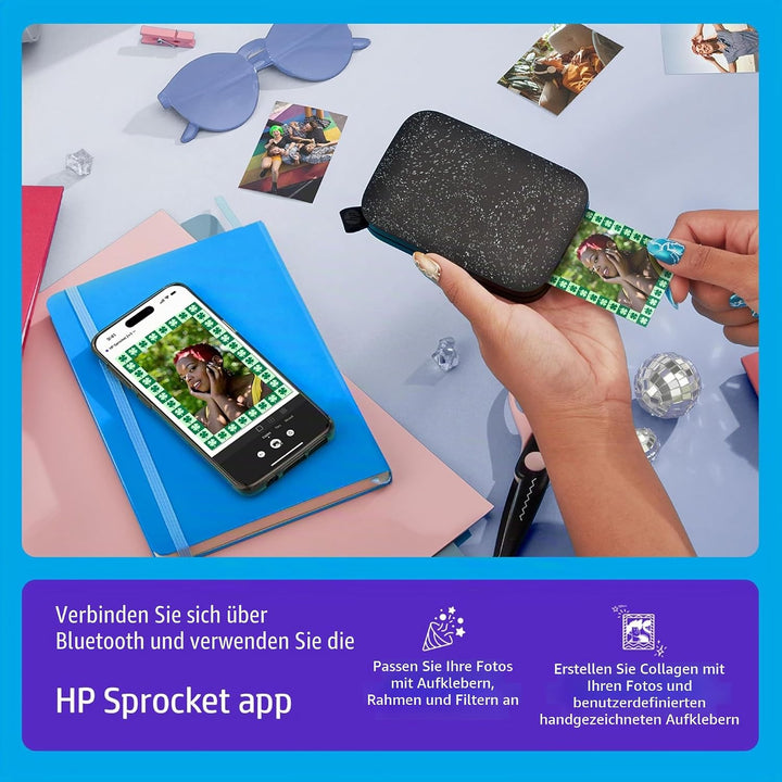 HP Sprocket 2x3 Sofortbild-Smartphone-Fotodrucker 75-Blatt-Bundle – Bluetooth Tragbarer Farb-Wireles