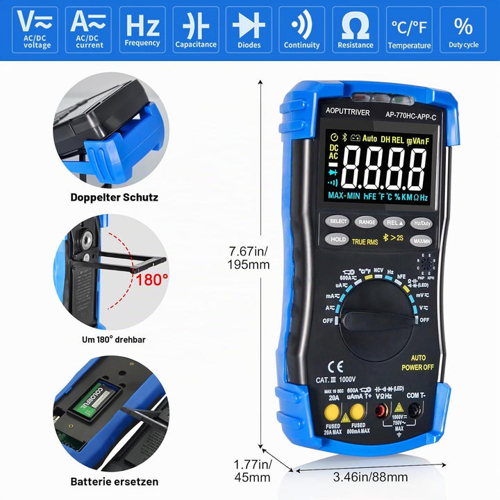 Multimeter Digital AP-770HC-APP 6000Counts Auto/Manueller Bereich Strommessgerät Multi Tester NCV St