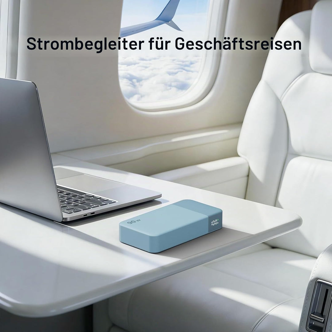 JUOVI Power Bank, 90W Laptop-Powerbank 20000mAh, Akkupack mit Schnellladefunktion und 2 USB-C &amp; 2 US