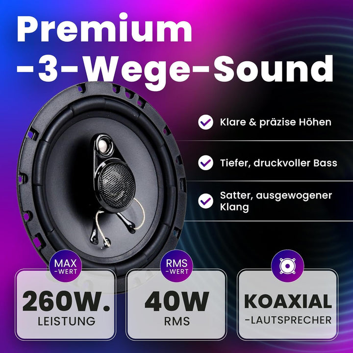 In Phase SXT1735 16.51 cm flach, für 17 cm, 3 Weg Coaxial System Peaker Neodym Magnet, SXT1735