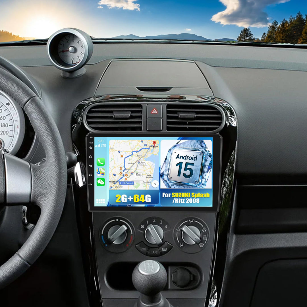 2G+64G CAMECHO Android 13 Autoradio mit Navi für Suzuki Splash Ritz/Opel Agila B 2004-2014,Doppel Di