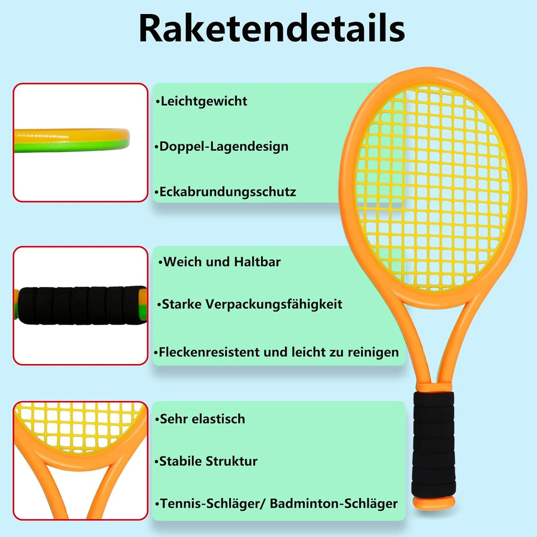 Kinder tennisschläger Set 17 Zoll,Mit 4 weichen Trainingsbällen & 6 Badminton-Federbällen – Geeignet