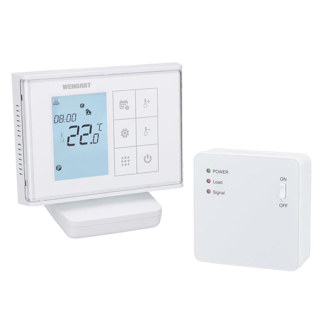 Wengart Wireless Thermostat WG010RF,Batteriebetrieben mit Empfänger,Wöchentliche Programmierung,Kein